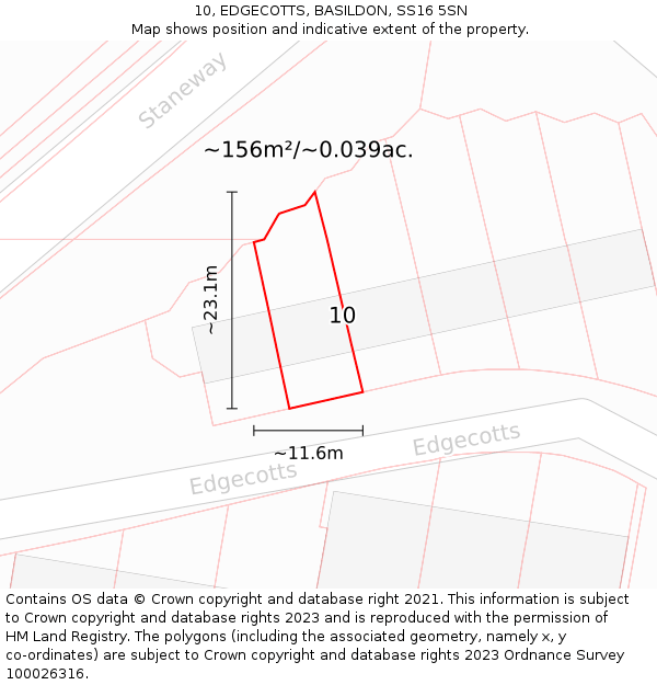 10, EDGECOTTS, BASILDON, SS16 5SN: Plot and title map