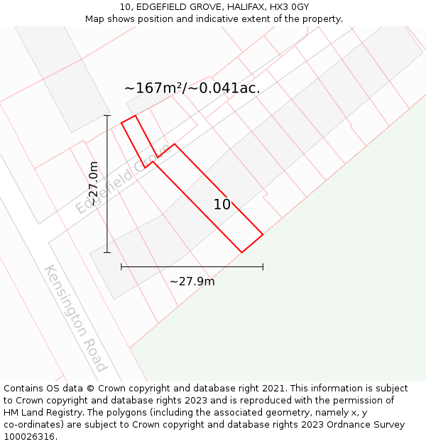 10, EDGEFIELD GROVE, HALIFAX, HX3 0GY: Plot and title map
