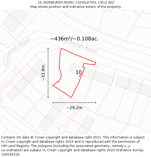 10, EDINBURGH ROAD, CONGLETON, CW12 3EZ: Plot and title map