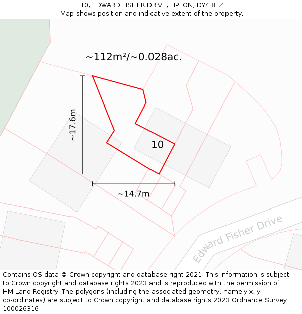10, EDWARD FISHER DRIVE, TIPTON, DY4 8TZ: Plot and title map