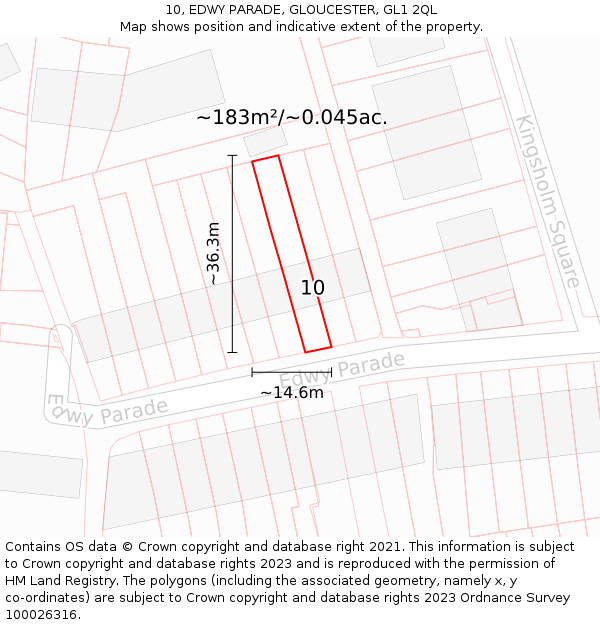 10, EDWY PARADE, GLOUCESTER, GL1 2QL: Plot and title map