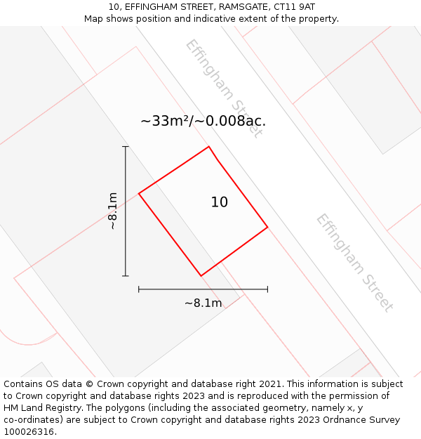 10, EFFINGHAM STREET, RAMSGATE, CT11 9AT: Plot and title map