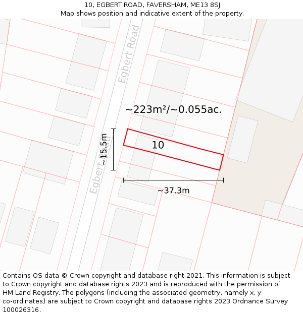 10, EGBERT ROAD, FAVERSHAM, ME13 8SJ: Plot and title map