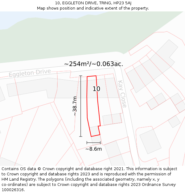 10, EGGLETON DRIVE, TRING, HP23 5AJ: Plot and title map