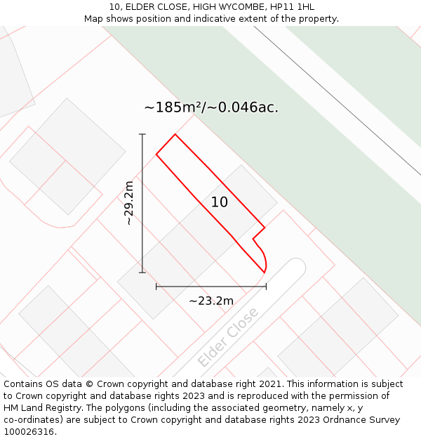 10, ELDER CLOSE, HIGH WYCOMBE, HP11 1HL: Plot and title map