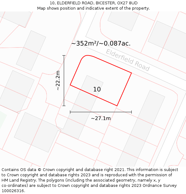 10, ELDERFIELD ROAD, BICESTER, OX27 8UD: Plot and title map