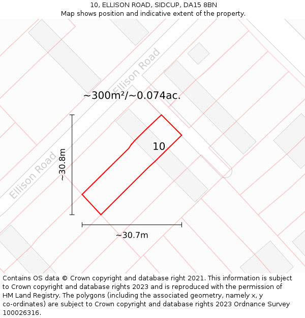 10, ELLISON ROAD, SIDCUP, DA15 8BN: Plot and title map