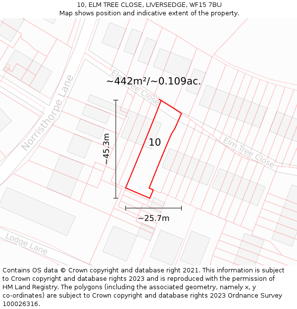 10, ELM TREE CLOSE, LIVERSEDGE, WF15 7BU: Plot and title map