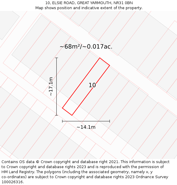 10, ELSIE ROAD, GREAT YARMOUTH, NR31 0BN: Plot and title map