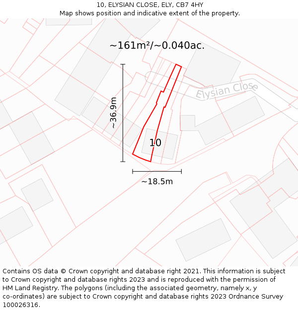 10, ELYSIAN CLOSE, ELY, CB7 4HY: Plot and title map