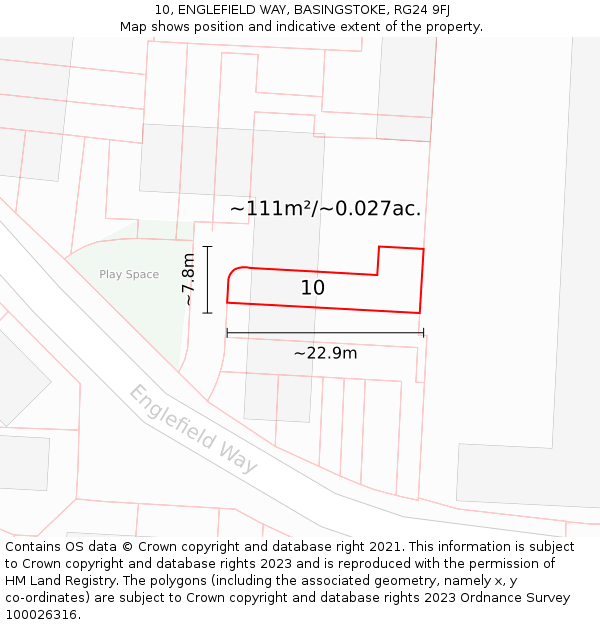 10, ENGLEFIELD WAY, BASINGSTOKE, RG24 9FJ: Plot and title map