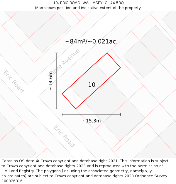 10, ERIC ROAD, WALLASEY, CH44 5RQ: Plot and title map