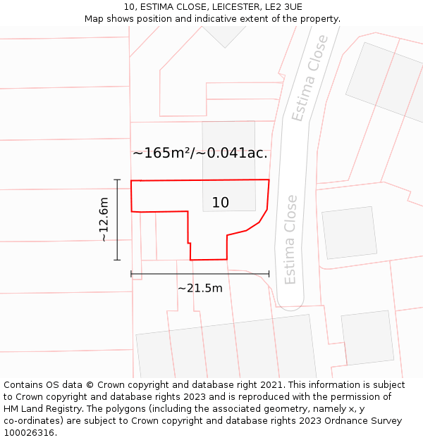 10, ESTIMA CLOSE, LEICESTER, LE2 3UE: Plot and title map