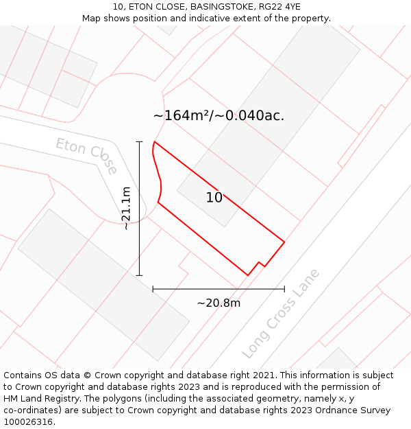 10, ETON CLOSE, BASINGSTOKE, RG22 4YE: Plot and title map