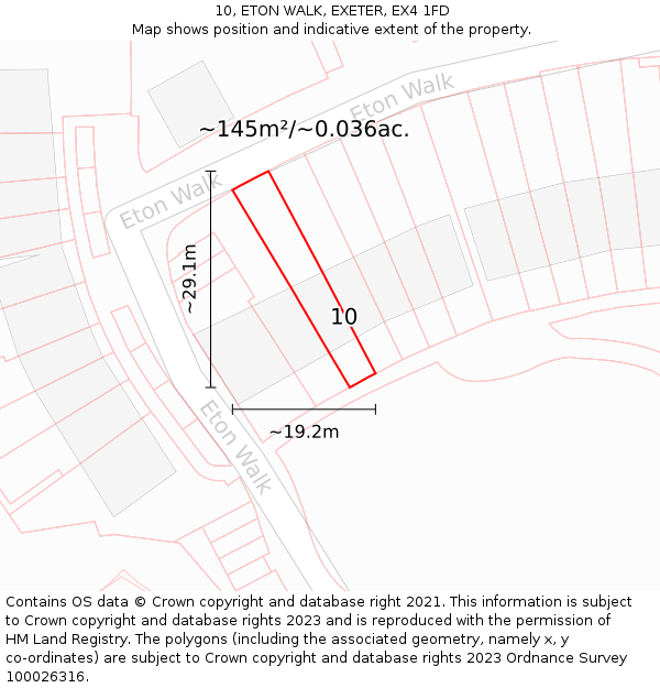 10, ETON WALK, EXETER, EX4 1FD: Plot and title map