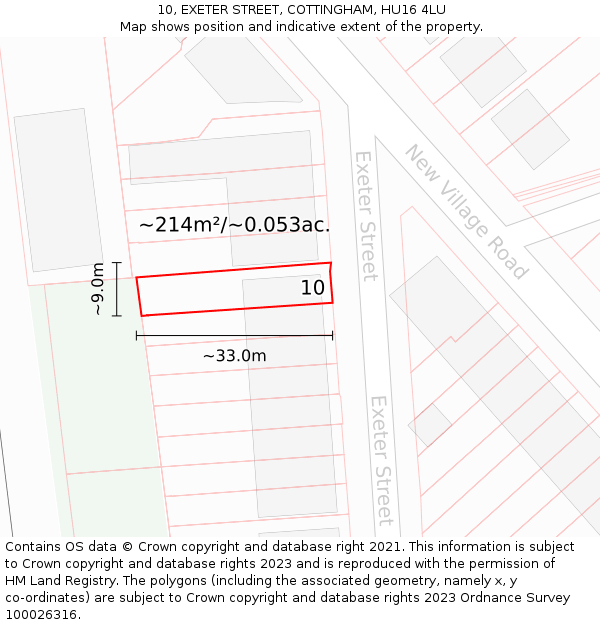 10, EXETER STREET, COTTINGHAM, HU16 4LU: Plot and title map