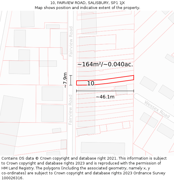 10, FAIRVIEW ROAD, SALISBURY, SP1 1JX: Plot and title map