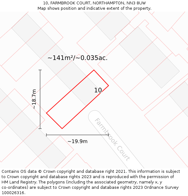 10, FARMBROOK COURT, NORTHAMPTON, NN3 8UW: Plot and title map