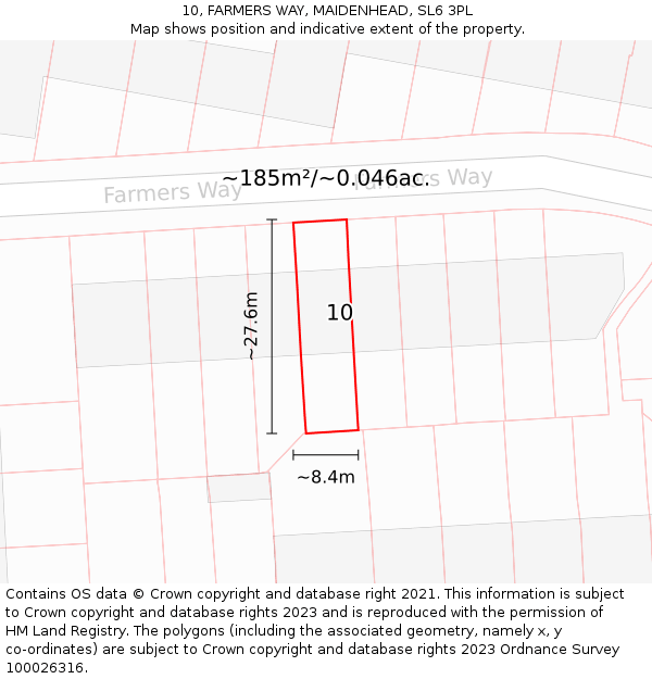 10, FARMERS WAY, MAIDENHEAD, SL6 3PL: Plot and title map