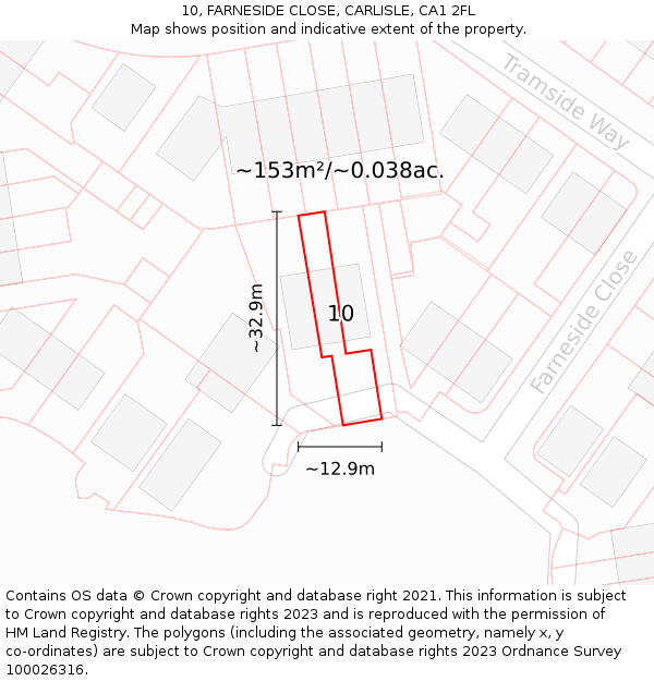 10, FARNESIDE CLOSE, CARLISLE, CA1 2FL: Plot and title map