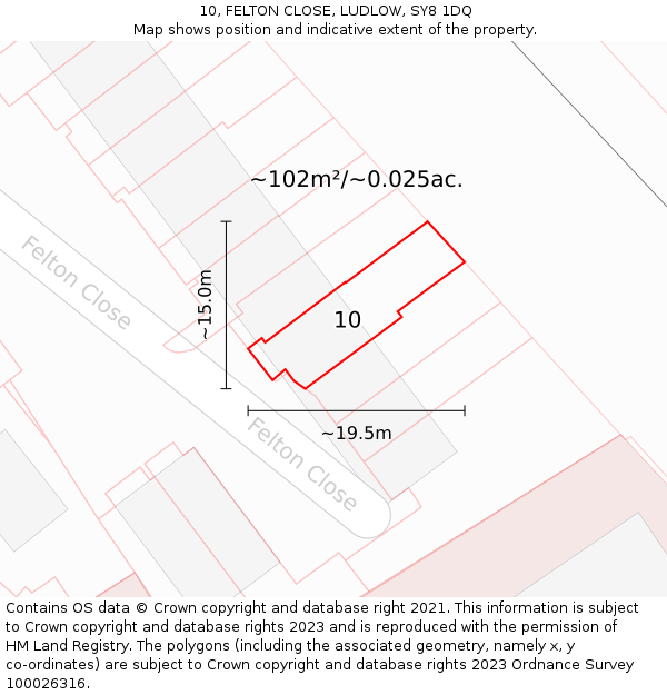 10, FELTON CLOSE, LUDLOW, SY8 1DQ: Plot and title map