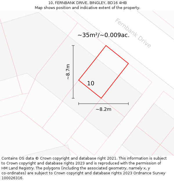10, FERNBANK DRIVE, BINGLEY, BD16 4HB: Plot and title map