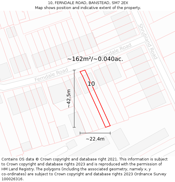 10, FERNDALE ROAD, BANSTEAD, SM7 2EX: Plot and title map