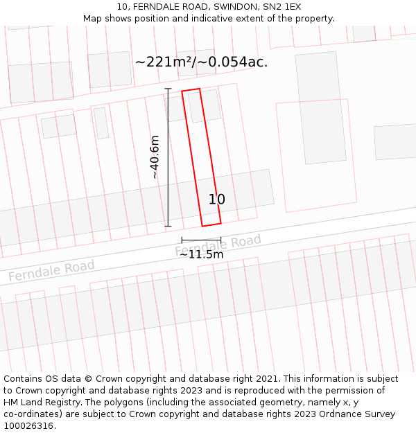 10, FERNDALE ROAD, SWINDON, SN2 1EX: Plot and title map