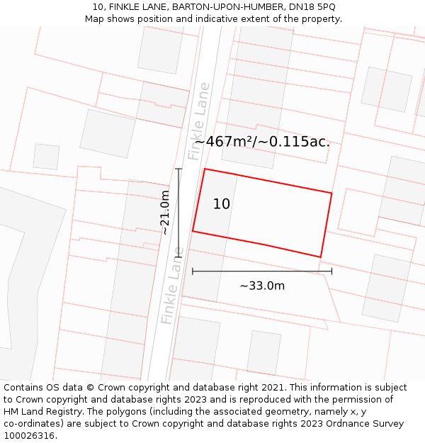 10, FINKLE LANE, BARTON-UPON-HUMBER, DN18 5PQ: Plot and title map