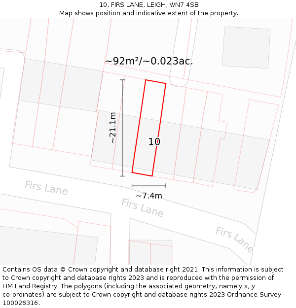 10, FIRS LANE, LEIGH, WN7 4SB: Plot and title map