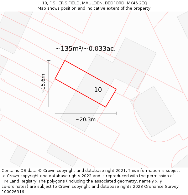 10, FISHER'S FIELD, MAULDEN, BEDFORD, MK45 2EQ: Plot and title map