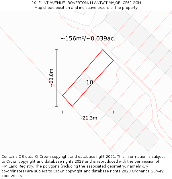 10, FLINT AVENUE, BOVERTON, LLANTWIT MAJOR, CF61 2GH: Plot and title map