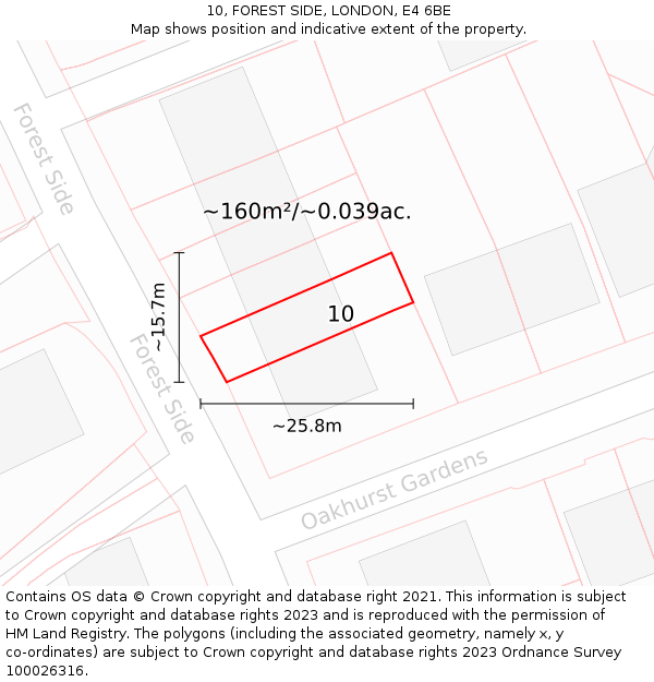 10, FOREST SIDE, LONDON, E4 6BE: Plot and title map