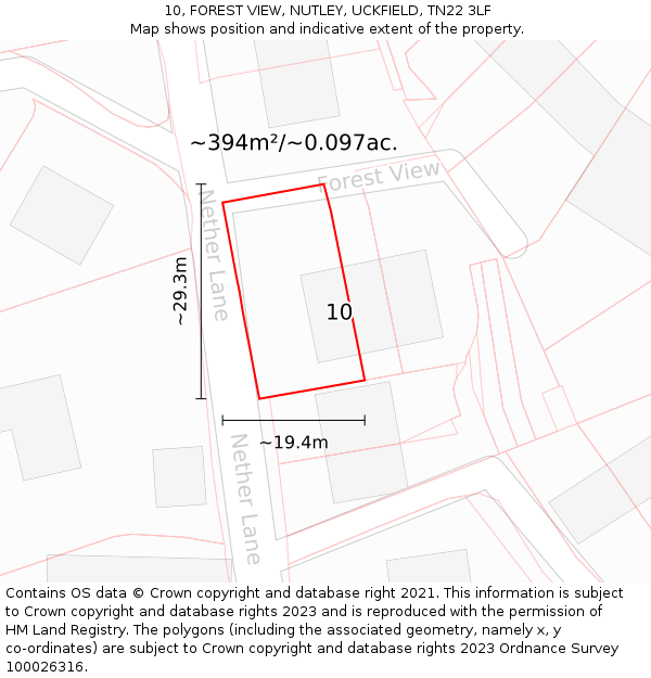10, FOREST VIEW, NUTLEY, UCKFIELD, TN22 3LF: Plot and title map