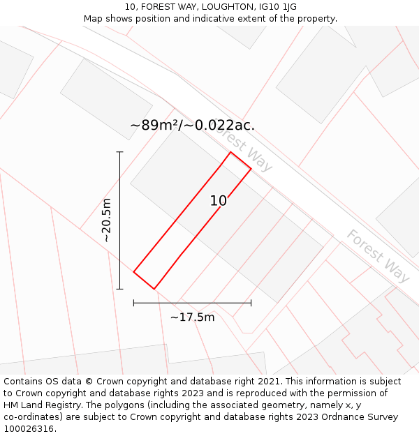 10, FOREST WAY, LOUGHTON, IG10 1JG: Plot and title map