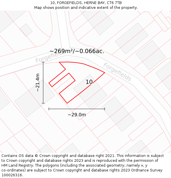10, FORGEFIELDS, HERNE BAY, CT6 7TB: Plot and title map