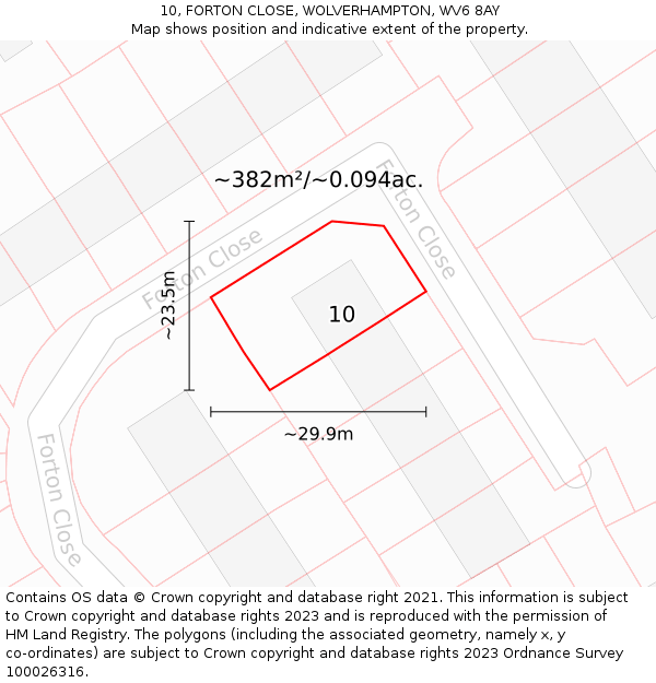 10, FORTON CLOSE, WOLVERHAMPTON, WV6 8AY: Plot and title map
