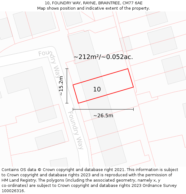 10, FOUNDRY WAY, RAYNE, BRAINTREE, CM77 6AE: Plot and title map