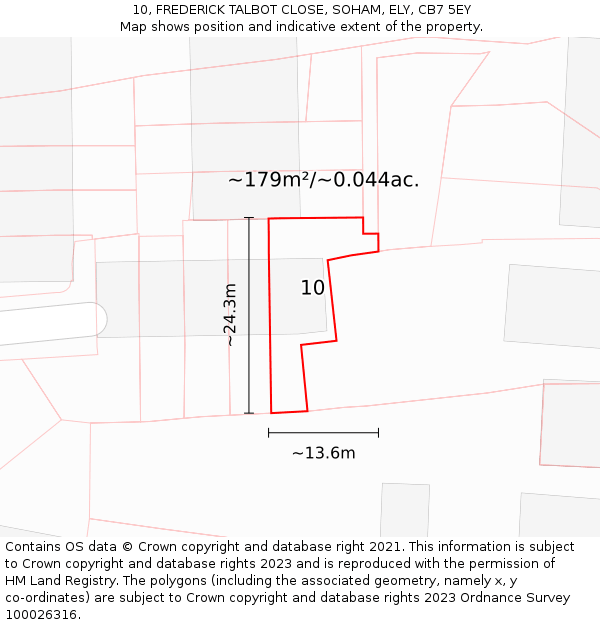 10, FREDERICK TALBOT CLOSE, SOHAM, ELY, CB7 5EY: Plot and title map