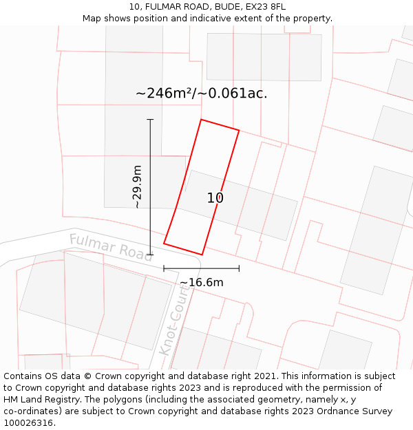 10, FULMAR ROAD, BUDE, EX23 8FL: Plot and title map