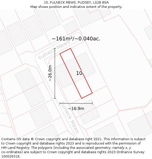 10, FULNECK MEWS, PUDSEY, LS28 8SA: Plot and title map