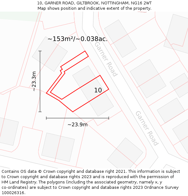 10, GARNER ROAD, GILTBROOK, NOTTINGHAM, NG16 2WT: Plot and title map