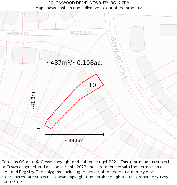 10, GAYWOOD DRIVE, NEWBURY, RG14 2PA: Plot and title map