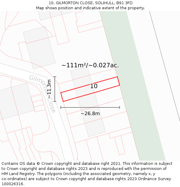 10, GILMORTON CLOSE, SOLIHULL, B91 3FD: Plot and title map
