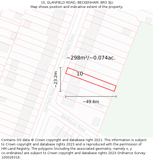 10, GLANFIELD ROAD, BECKENHAM, BR3 3JU: Plot and title map