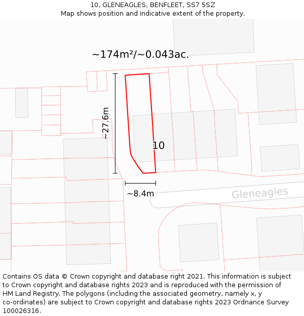10, GLENEAGLES, BENFLEET, SS7 5SZ: Plot and title map