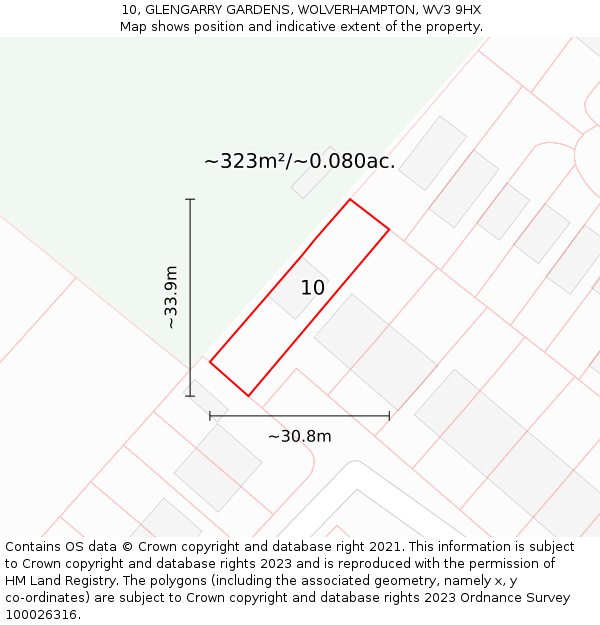 10, GLENGARRY GARDENS, WOLVERHAMPTON, WV3 9HX: Plot and title map