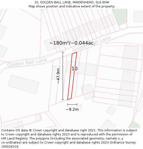 10, GOLDEN BALL LANE, MAIDENHEAD, SL6 6NW: Plot and title map