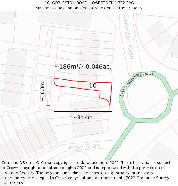 10, GORLESTON ROAD, LOWESTOFT, NR32 3AG: Plot and title map