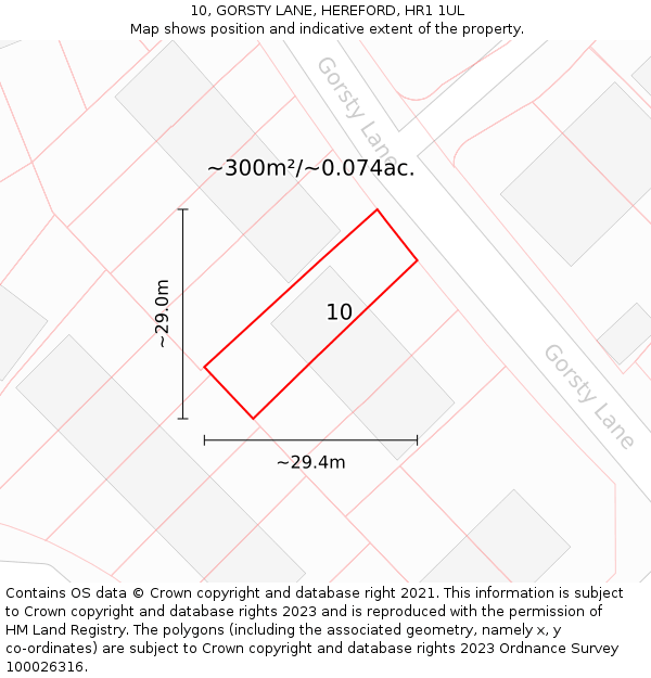 10, GORSTY LANE, HEREFORD, HR1 1UL: Plot and title map
